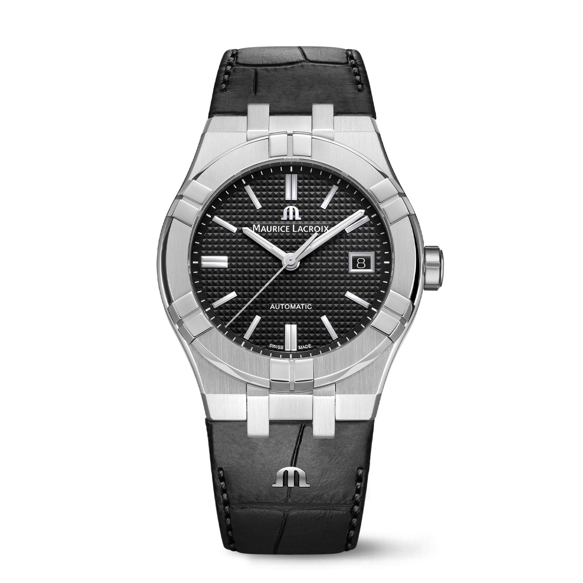 Steel, black, Clou Paris, ind.rhod. AIKON AUTOMATIC DATE 39MM