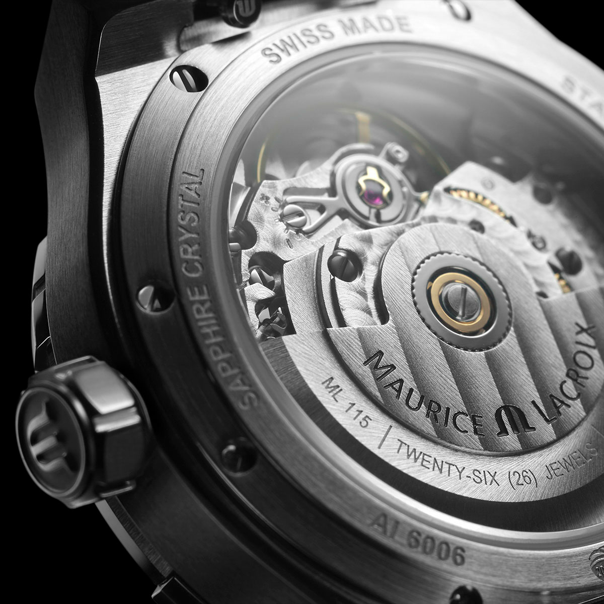 Steel, blue, index rhod.,8 dia AIKON AUTOMATIC DATE 35MM