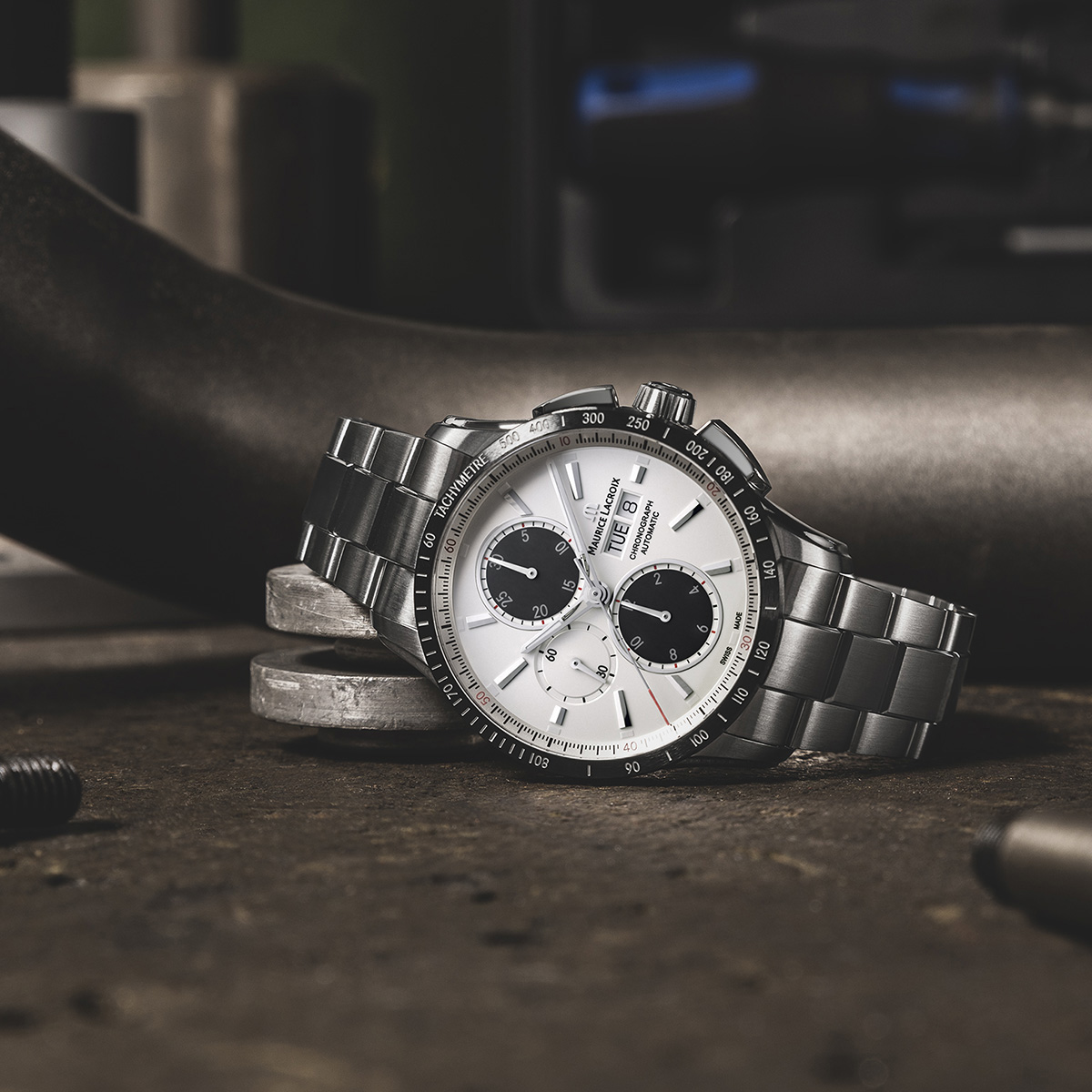 SS/ceramic black, white, rhod. ind. PONTOS S CHRONOGRAPH